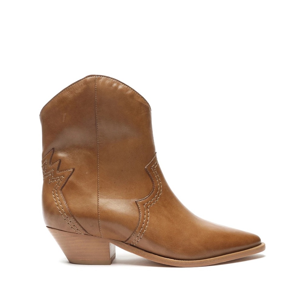 SCHUTZ Sz 8 Tan low Leather Western Bootie